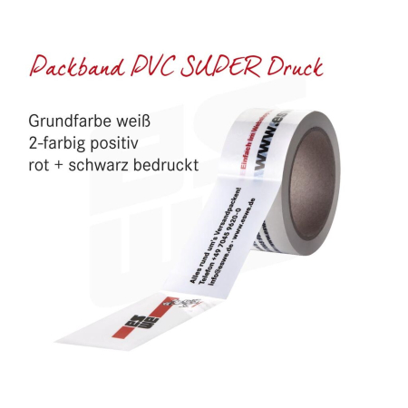 Packband PVC-SUPER Druck | Träger: PVC, Kleber: Naturkautschuk - 101-RD-KOPF by eswe versandpack gmbh