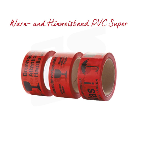 Warn- und Hinweisband PVC-SUPER | Träger: PVC, Kleber: Naturkautschuk - 117-R-KOPF by eswe versandpack gmbh