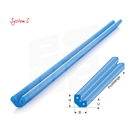 NOMAPACK® Schaumprofil "System L" (DS24, LDPE) | Meterware (Stange) - 402-Z-KOPF by eswe versandpack gmbh
