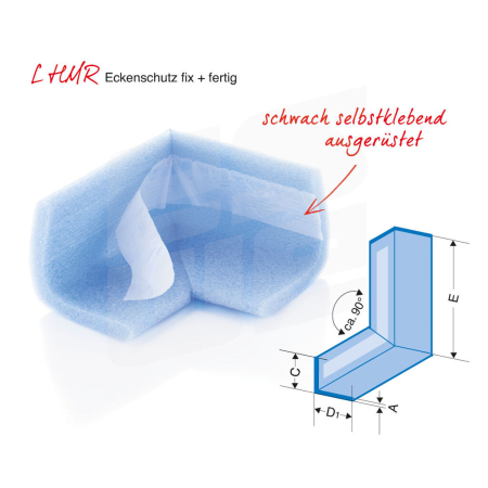 NOMAPACK® Schaumprofil "L HMR" (LDPE) | Ecken, verschweißt (einseitig innen schwach selbstklebend) made by eswe - 403-EVHMR-KOPF by eswe versandpack gmbh