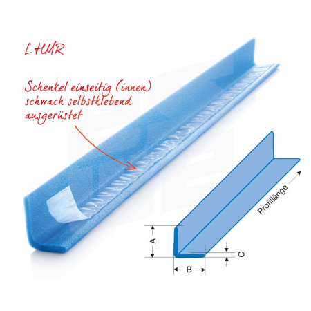 NOMAPACK® Schaumprofil "L HMR" (LDPE) | Meterware (Stange, einseitig innen schwach selbstklebend) - 403-ZHMR-KOPF by eswe versandpack gmbh