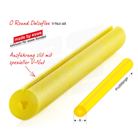 NOMAPACK® Schaumprofil "O Round Delsoflex V-Nut Slit" (LDPE) | Meterware (Stange) made by eswe - 409-ZS-KOPF by eswe versandpack gmbh