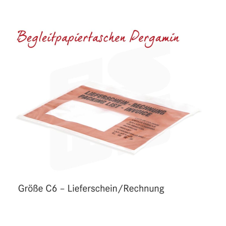 Begleitpapiertaschen (Pergamin, Papier) | neutral oder mit Aufdruck - 611-KOPF by eswe versandpack gmbh