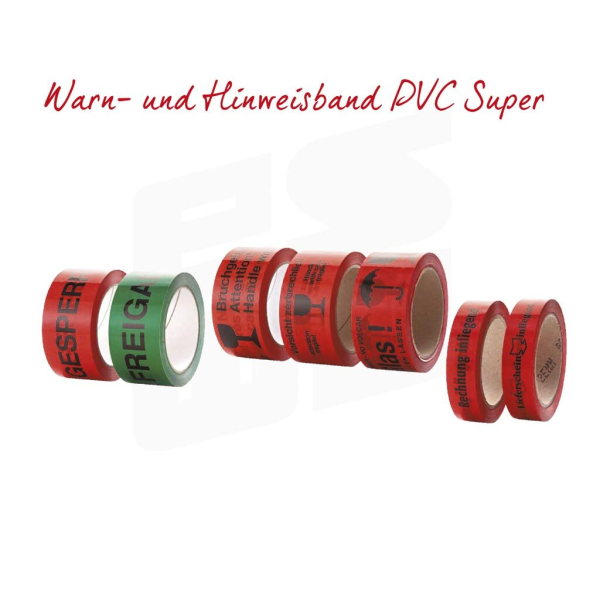 Warn- und Hinweisband PVC-SUPER | Träger: PVC, Kleber: Naturkautschuk